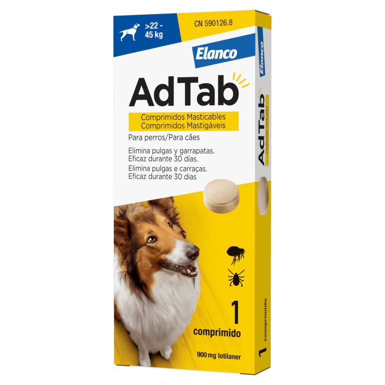 AdTab - Comprimido mastigável contra pulgas e carraças para cães de 22 a 45 kg